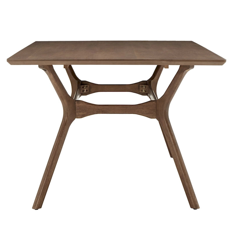Table de salle à manger rectangulaire du milieu du siècle avec plateau en noyer foncé / verre / verre fumé et pieds effilés – 6 places