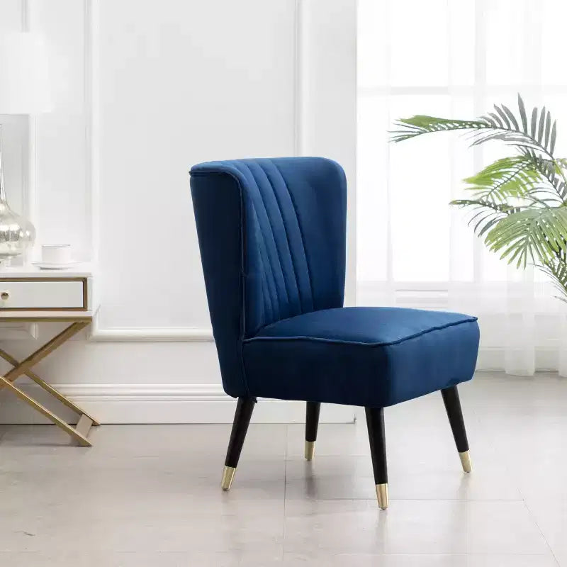 Roundhill Furniture Elon - Fauteuil d'appoint contemporain en velours, bleu