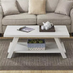 Table basse Roundhill Furniture Athens en bois contemporain avec étagère, finition blanche