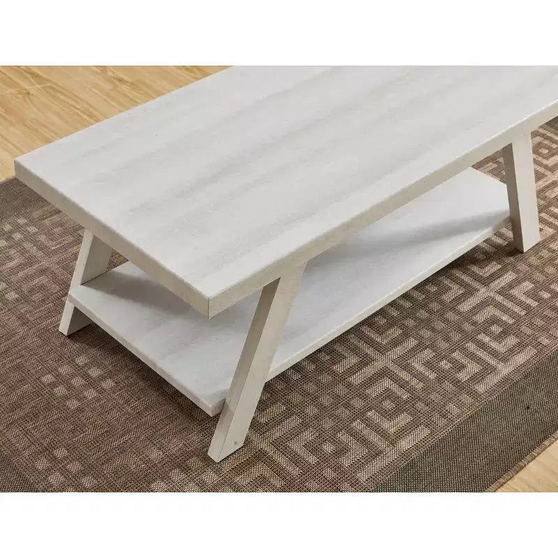 Table basse Roundhill Furniture Athens en bois contemporain avec étagère, finition blanche