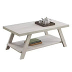 Table basse Roundhill Furniture Athens en bois contemporain avec étagère, finition blanche