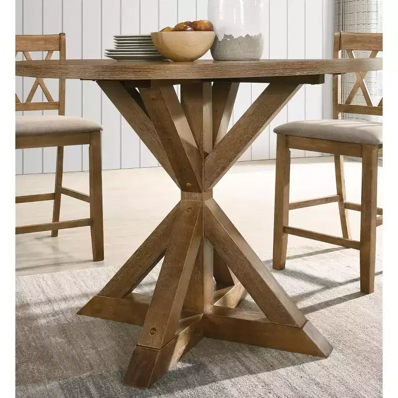 Table à manger à hauteur de comptoir Windvale Cross-Buck Base