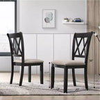 Ensemble de salle à manger Arroyo 7 pièces, table à manger avec pieds en épingle et 6 chaises à dossier croisé, noir intense