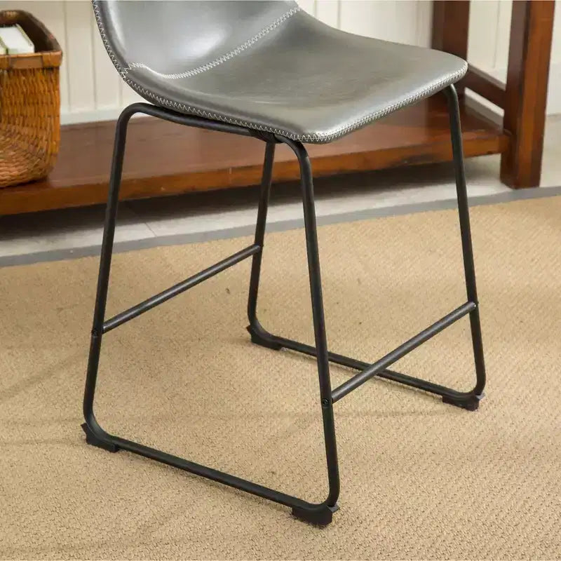 Tabourets de comptoir Roundhill Furniture Lotusville en similicuir PU vintage, gris antique, lot de 2