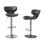 Tabourets de bar pivotants réglables Roundhill Furniture Masaccio avec coussin en similicuir, base chromée, gris, lot de 2