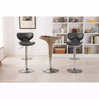 Tabourets de bar pivotants réglables Roundhill Furniture Masaccio avec coussin en similicuir, base chromée, gris, lot de 2