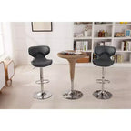 Tabourets de bar pivotants réglables Roundhill Furniture Masaccio avec coussin en similicuir, base chromée, gris, lot de 2