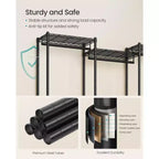SONGMICS Portant à vêtements, Portant à vêtements robuste, Armoire portable, Portant à vêtements de 144,5 cm de large avec étagères en maille réglables, Noir encre