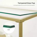 VASAGLE Table Console de 130 cm avec 3 Étagères, Table d'Appoint, Table d'Entrée, Cadre en Métal, Étagère en Verre Trempé, Style Moderne