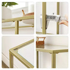 VASAGLE Table Console de 130 cm avec 3 Étagères, Table d'Appoint, Table d'Entrée, Cadre en Métal, Étagère en Verre Trempé, Style Moderne