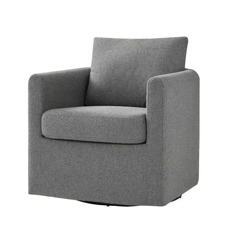 Bernhard Slipcovered Swivel Chair with textured fabric and flared armrests| HULALA HOME