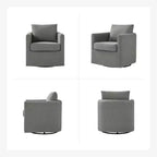 Fauteuil pivotant déhoussable Bernhard avec tissu texturé et accoudoirs évasés | HULALA HOME