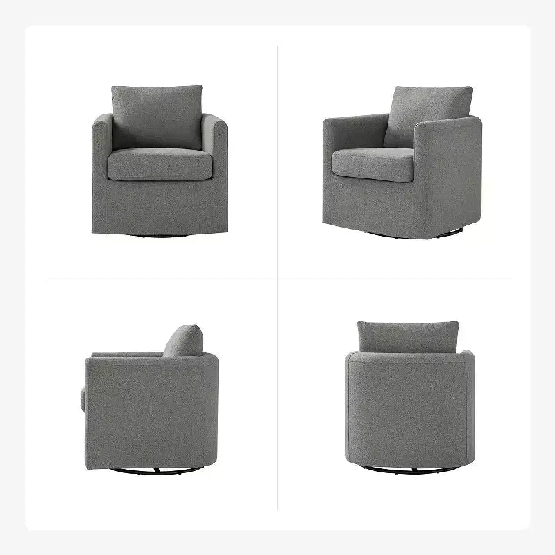 Fauteuil pivotant déhoussable Bernhard avec tissu texturé et accoudoirs évasés | HULALA HOME