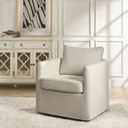 Fauteuil pivotant déhoussable Bernhard avec tissu texturé et accoudoirs évasés | HULALA HOME