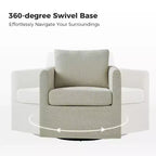 Fauteuil pivotant déhoussable Bernhard avec tissu texturé et accoudoirs évasés | HULALA HOME