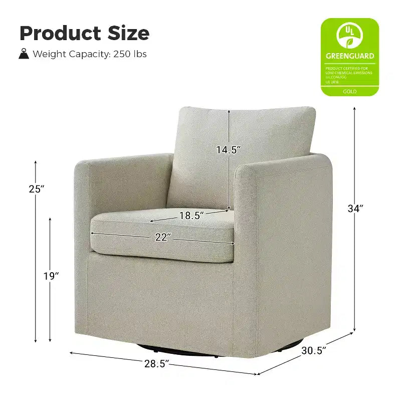 Fauteuil pivotant déhoussable Bernhard avec tissu texturé et accoudoirs évasés | HULALA HOME