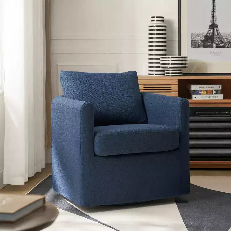 Fauteuil pivotant déhoussable Bernhard avec tissu texturé et accoudoirs évasés | HULALA HOME
