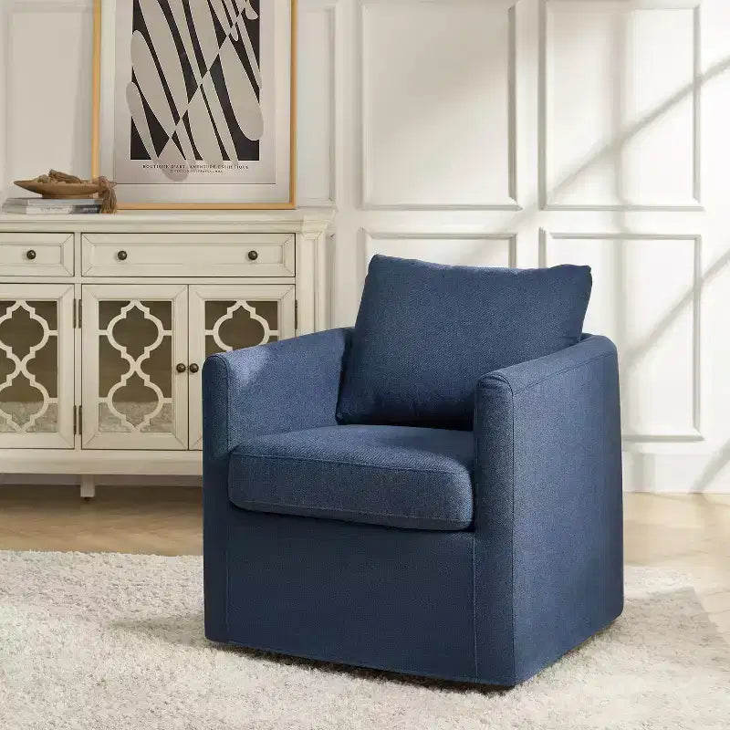 Fauteuil pivotant déhoussable Bernhard avec tissu texturé et accoudoirs évasés | HULALA HOME