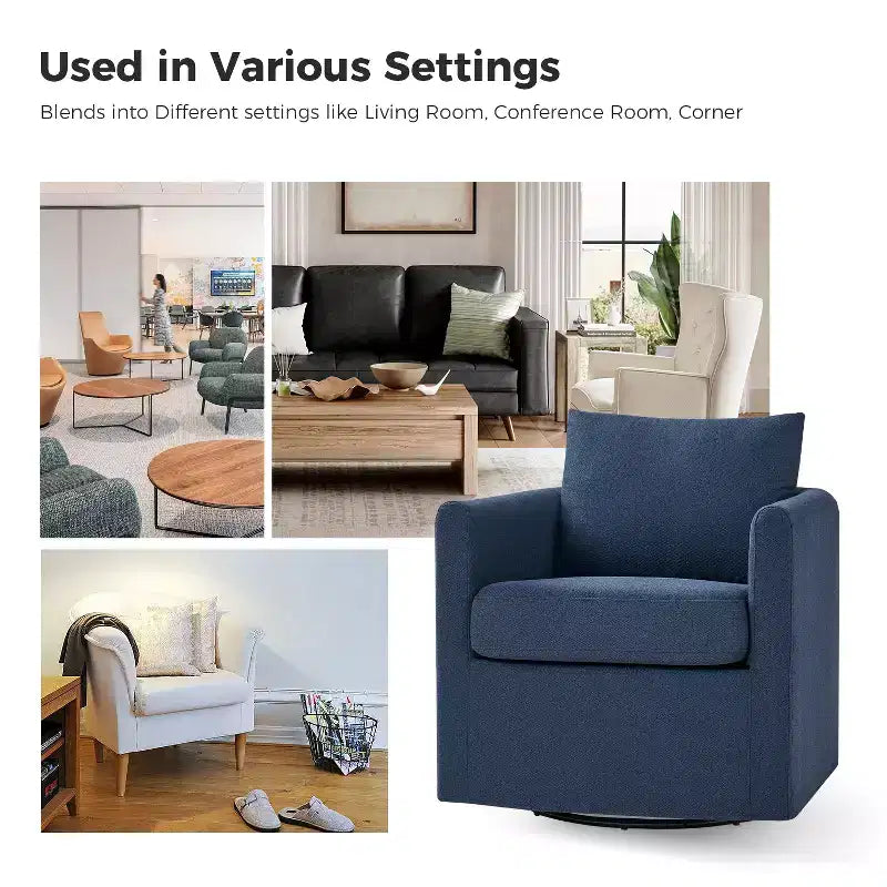 Fauteuil pivotant déhoussable Bernhard avec tissu texturé et accoudoirs évasés | HULALA HOME