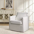 Fauteuil pivotant déhoussable Bernhard avec tissu texturé et accoudoirs évasés | HULALA HOME
