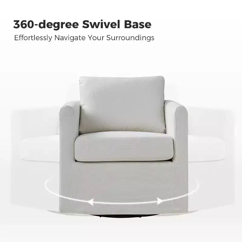Fauteuil pivotant déhoussable Bernhard avec tissu texturé et accoudoirs évasés | HULALA HOME