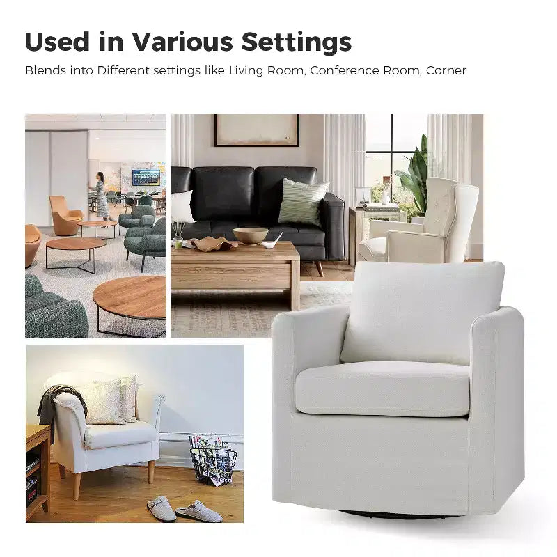 Fauteuil pivotant déhoussable Bernhard avec tissu texturé et accoudoirs évasés | HULALA HOME