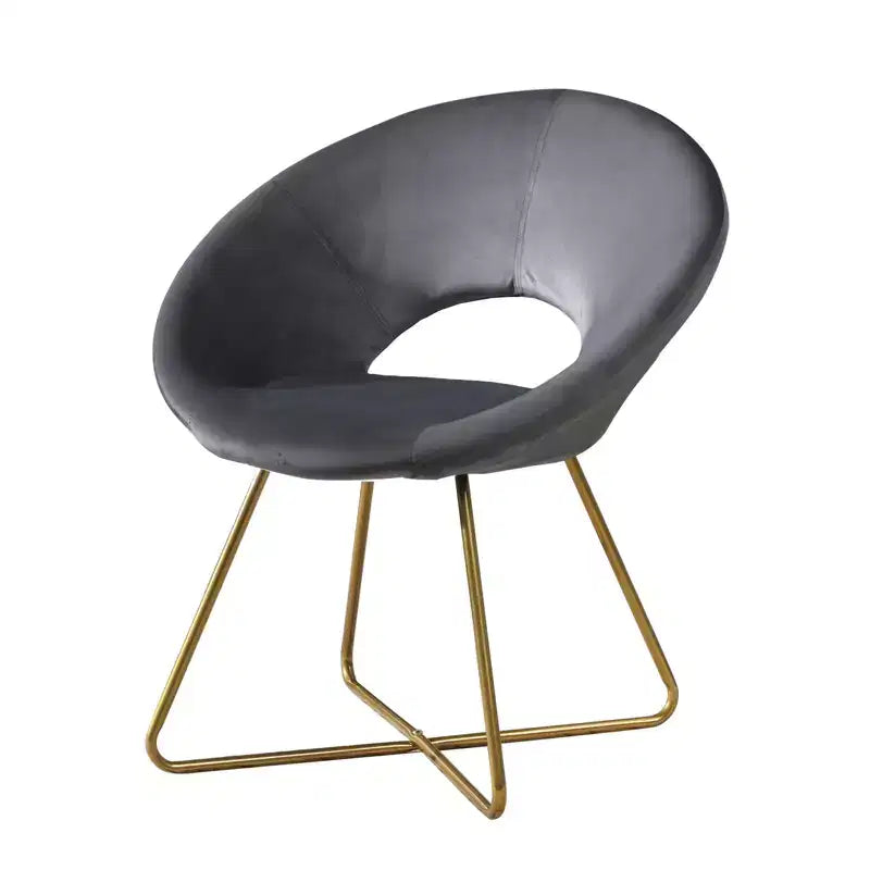 Roundhill Furniture Slatina, fauteuil d'appoint en velours soyeux, gris avec piètement doré