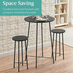 VECELO Ensemble table et 2 chaises de salle à manger, table ronde et chaises modernes hauteur comptoir pour cuisine