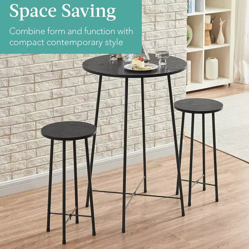 VECELO Ensemble table et 2 chaises de salle à manger, table ronde et chaises modernes hauteur comptoir pour cuisine