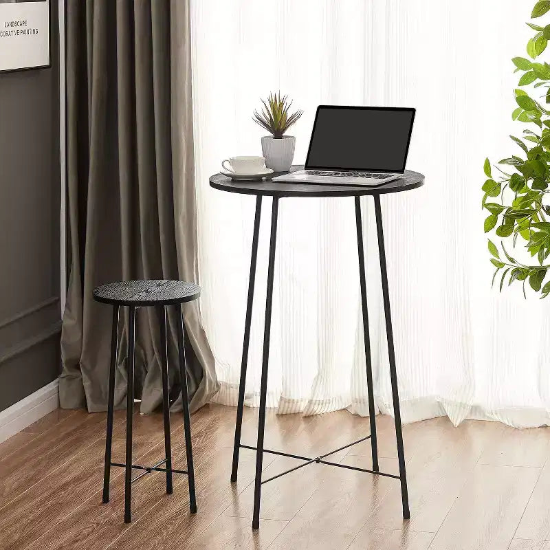 VECELO Ensemble table et 2 chaises de salle à manger, table ronde et chaises modernes hauteur comptoir pour cuisine