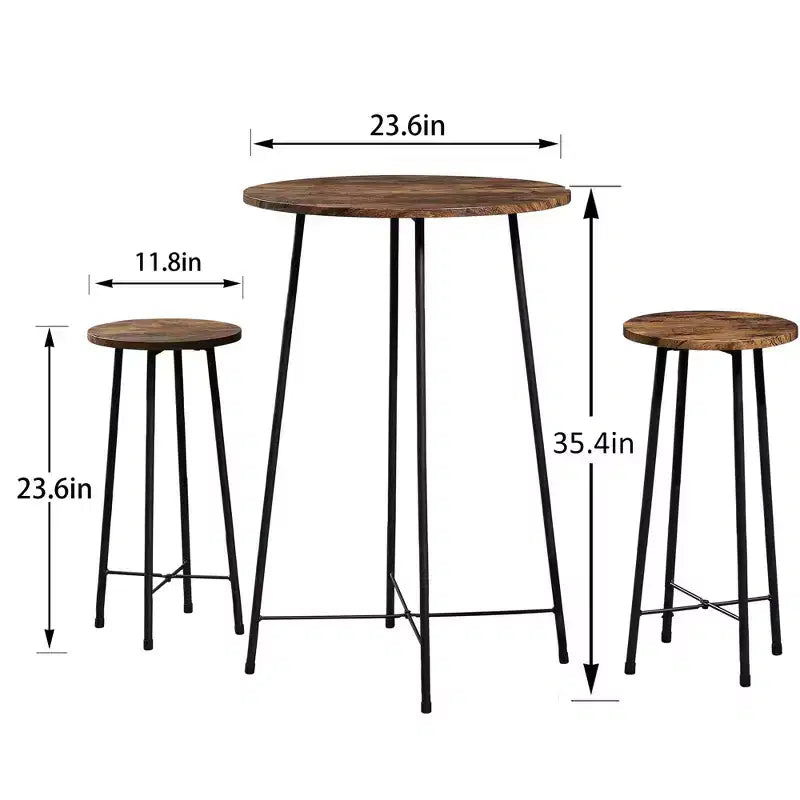 VECELO Ensemble table et 2 chaises de salle à manger, table ronde et chaises modernes hauteur comptoir pour cuisine