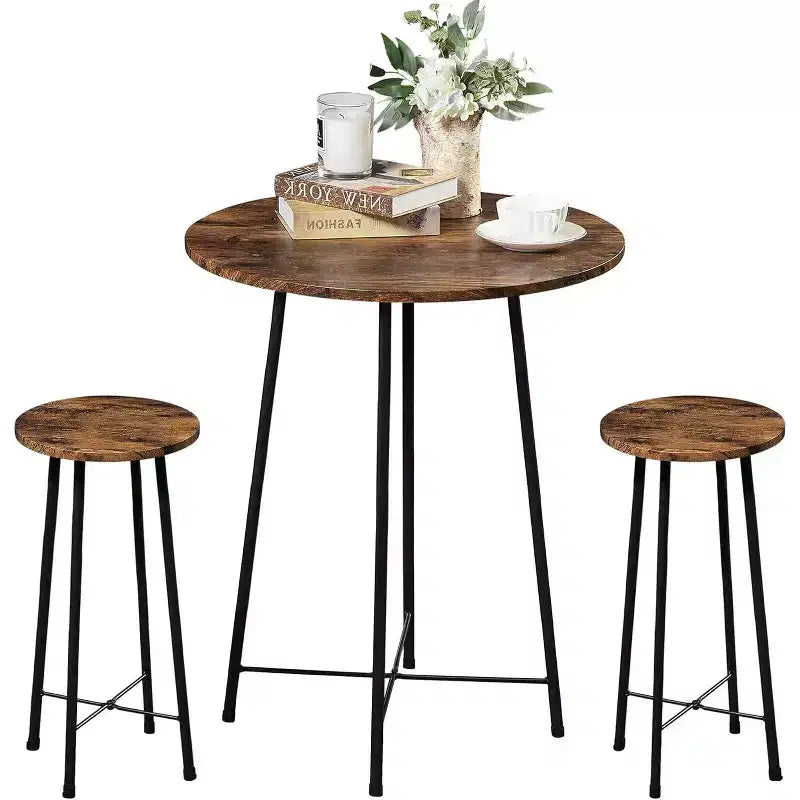 VECELO Ensemble table et 2 chaises de salle à manger, table ronde et chaises modernes hauteur comptoir pour cuisine