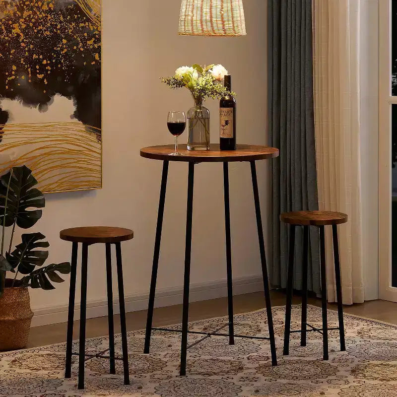 VECELO Ensemble table et 2 chaises de salle à manger, table ronde et chaises modernes hauteur comptoir pour cuisine