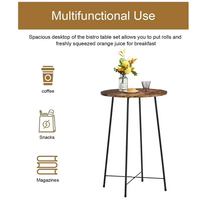 VECELO Ensemble table et 2 chaises de salle à manger, table ronde et chaises modernes hauteur comptoir pour cuisine