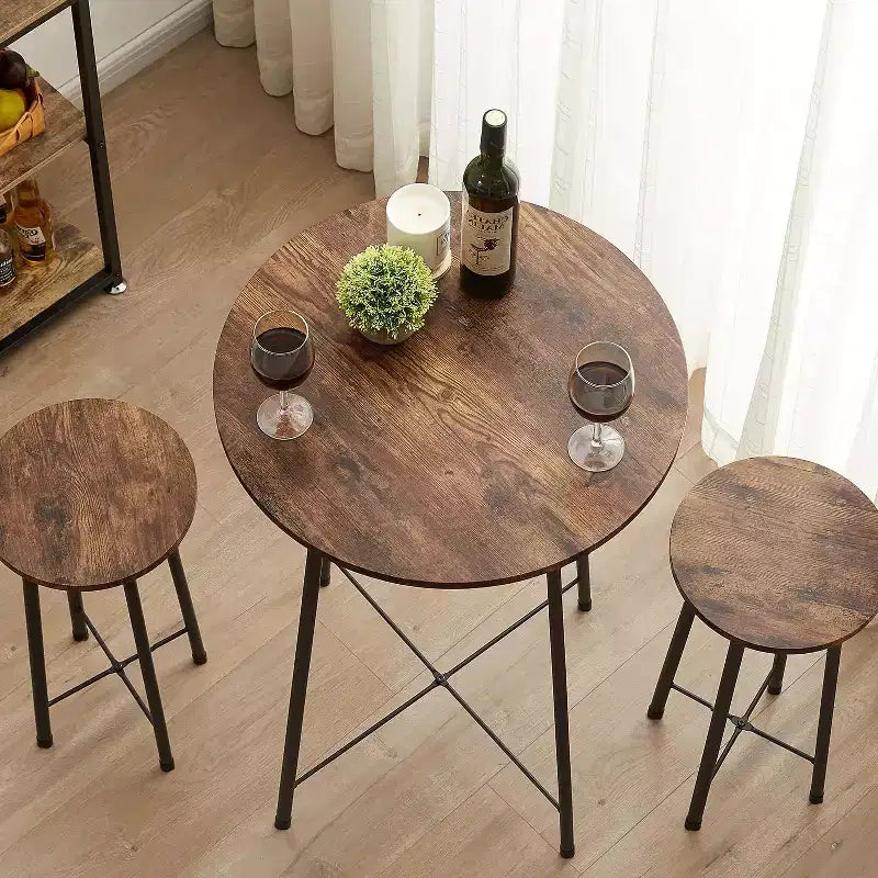 VECELO Ensemble table et 2 chaises de salle à manger, table ronde et chaises modernes hauteur comptoir pour cuisine