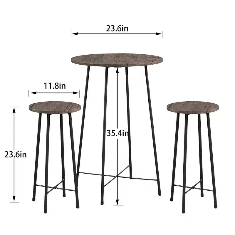 VECELO Ensemble table et 2 chaises de salle à manger, table ronde et chaises modernes hauteur comptoir pour cuisine