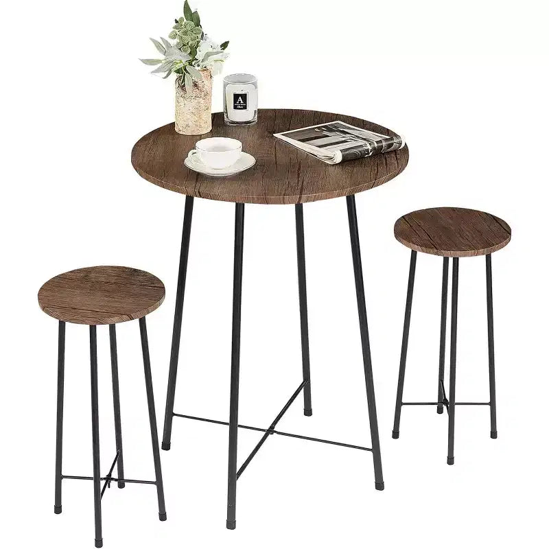 VECELO Ensemble table et 2 chaises de salle à manger, table ronde et chaises modernes hauteur comptoir pour cuisine