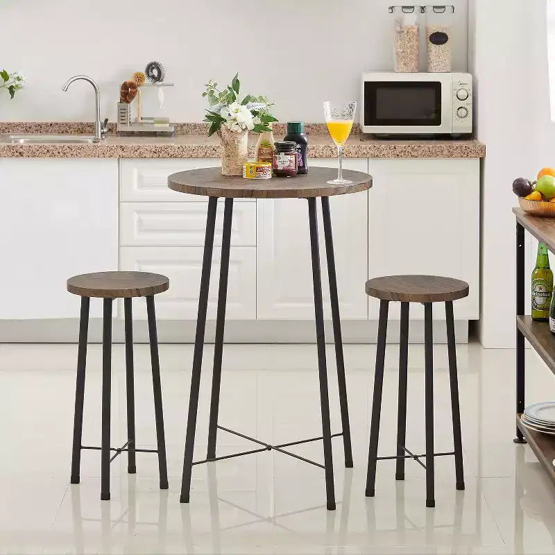 VECELO Ensemble table et 2 chaises de salle à manger, table ronde et chaises modernes hauteur comptoir pour cuisine