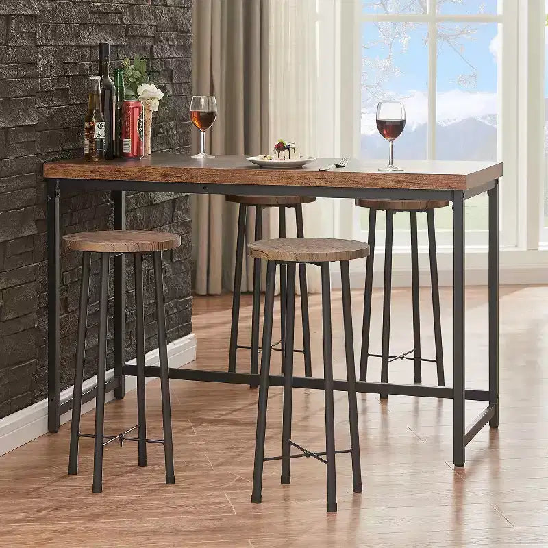 VECELO Ensemble table et 2 chaises de salle à manger, table ronde et chaises modernes hauteur comptoir pour cuisine