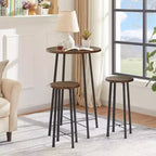 VECELO Ensemble table et 2 chaises de salle à manger, table ronde et chaises modernes hauteur comptoir pour cuisine