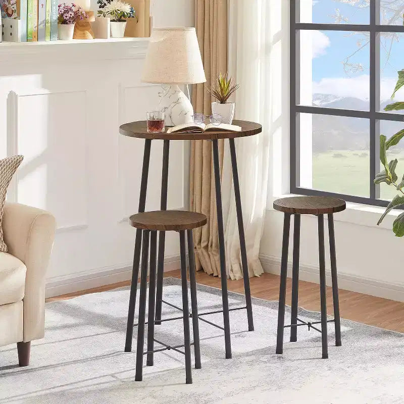 VECELO Ensemble table et 2 chaises de salle à manger, table ronde et chaises modernes hauteur comptoir pour cuisine