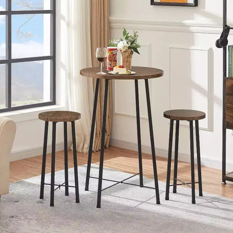 VECELO Ensemble table et 2 chaises de salle à manger, table ronde et chaises modernes hauteur comptoir pour cuisine