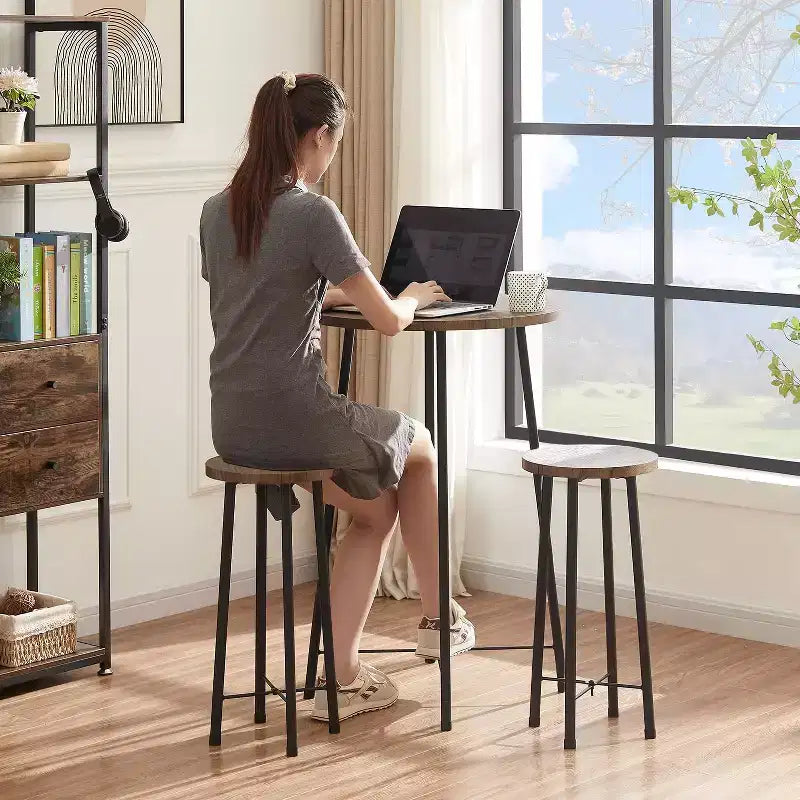 VECELO Ensemble table et 2 chaises de salle à manger, table ronde et chaises modernes hauteur comptoir pour cuisine