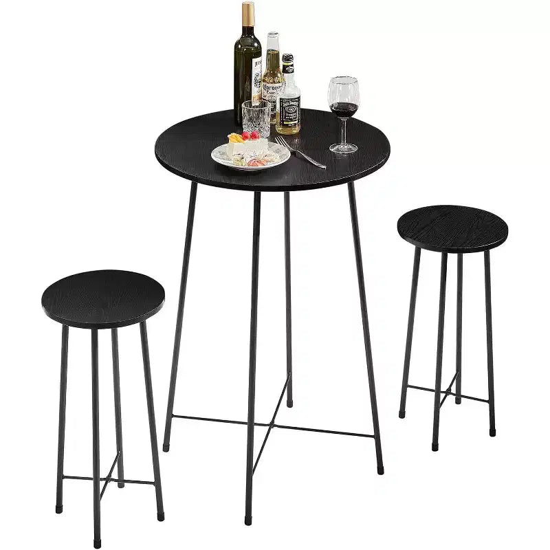 VECELO Ensemble table et 2 chaises de salle à manger, table ronde et chaises modernes hauteur comptoir pour cuisine