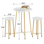 VECELO Ensemble table et 2 chaises de salle à manger, table ronde et chaises modernes hauteur comptoir pour cuisine