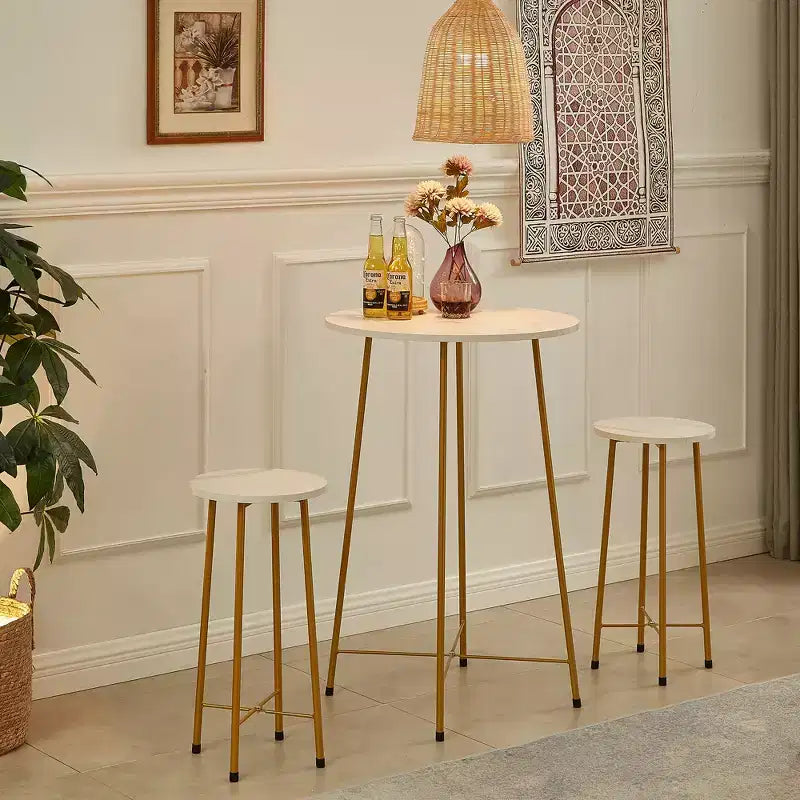 VECELO Ensemble table et 2 chaises de salle à manger, table ronde et chaises modernes hauteur comptoir pour cuisine