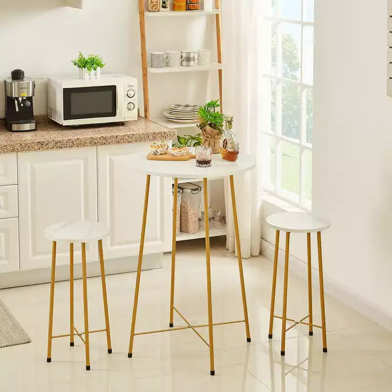 VECELO Ensemble table et 2 chaises de salle à manger, table ronde et chaises modernes hauteur comptoir pour cuisine