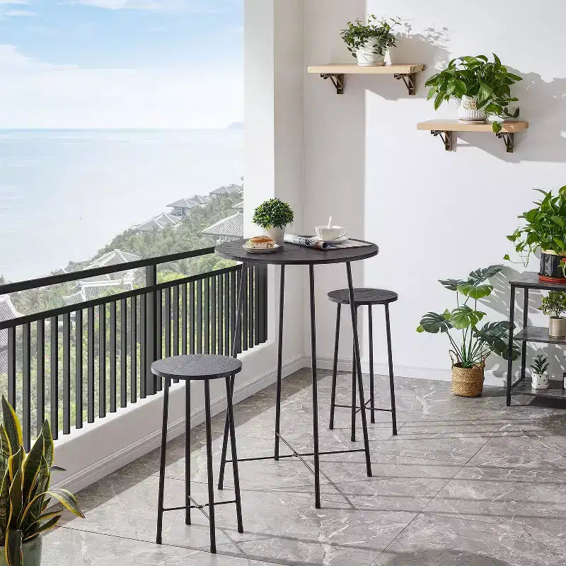 VECELO Ensemble table et 2 chaises de salle à manger, table ronde et chaises modernes hauteur comptoir pour cuisine
