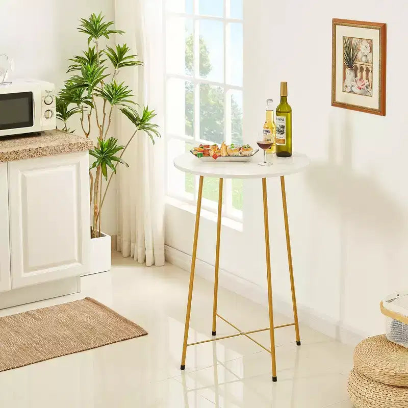 VECELO Ensemble table et 2 chaises de salle à manger, table ronde et chaises modernes hauteur comptoir pour cuisine