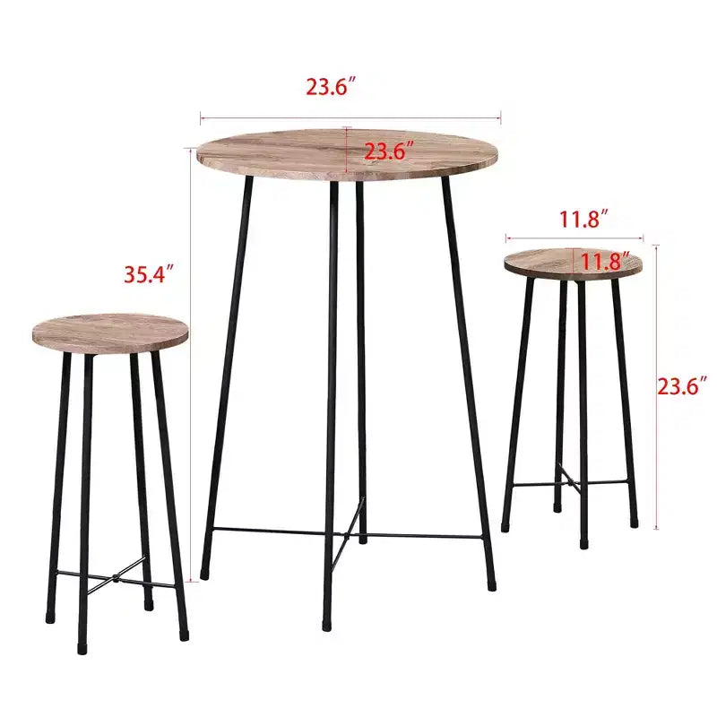 VECELO Ensemble table et 2 chaises de salle à manger, table ronde et chaises modernes hauteur comptoir pour cuisine